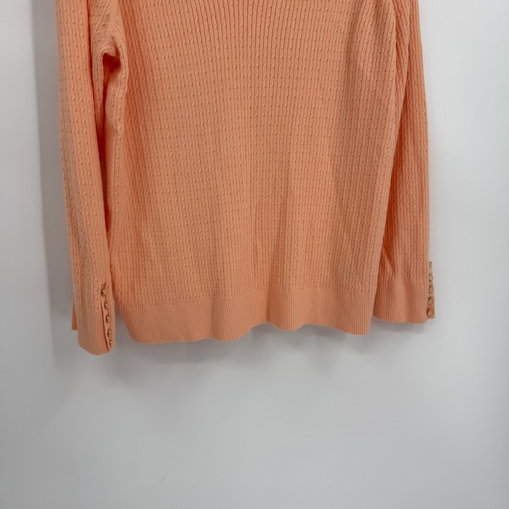 Lands End Cable Knit Sweater Womens Size 3X Long Sleeve V Neck cotton peach - Picture 5 of 9